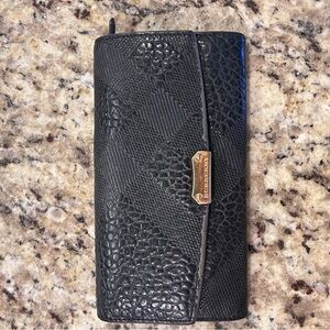 Burberry Textured Black Card Holder with Gold Accent